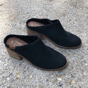 Worn once TOMS black suede mules size 6.5